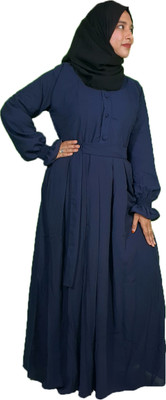 Future capital Silk Blend Self Design Burqa With Hijab(Blue)