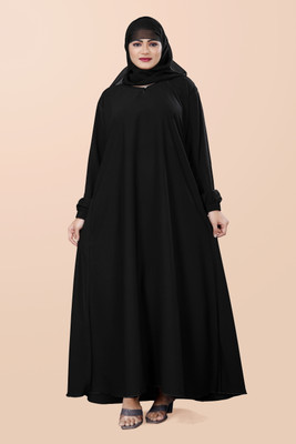 Bhumi fab Crepe Solid Burqa With Hijab(Black)