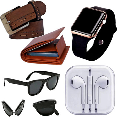 Khatu Watch, Sunglass & Wallet Combo(Black)