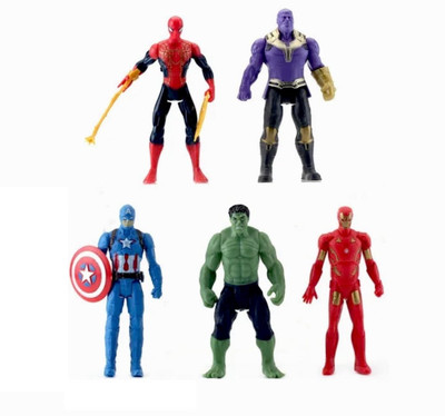 Toyporium Avengers Toys|Set of 5 Twist And Move Super Hero Action Figure For Kids|T46(Multicolor)