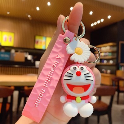 Seven Square Premium Cartoon Characters 3D Rubber Silicone Toy Key Chain (DORAEMON-PINK) Key Chain