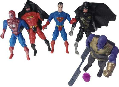 Chunnu Munnu twist and move 5 in 1 super heros action figure toy set with projection light(Multicolor)