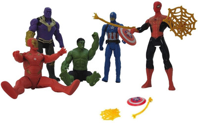 Toyporium Avengers Toys|Set of 5 Twist And Move Super Hero Action Figure For Kids|T14(Multicolor)