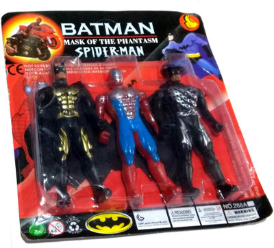 nawani Set of 3 Superhero Avengers Action Toy-Batman,Spider man Size- 12/6 cm(Multicolor)