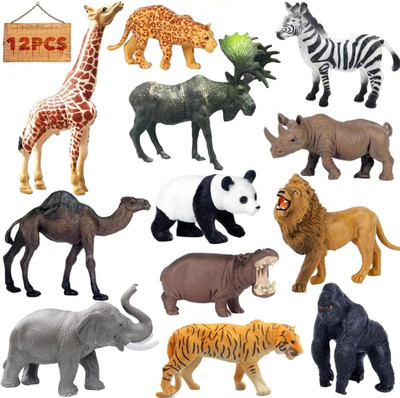 CJ CHILDREN'SJOY 12-PCS Wildlife Animal Toy Set|Realistic Mini Jungle Zoo Animals for Kids|544(Multicolor)