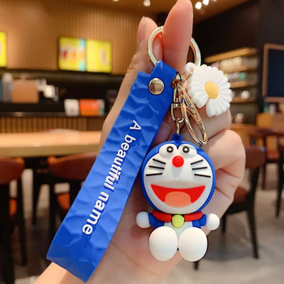 Seven Square Premium Cartoon Characters 3D Rubber Silicone Toy Key Chain (DORAEMON-BLUE) Key Chain