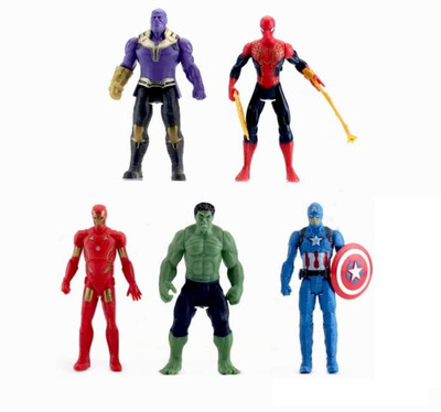 Toyporium Avengers Toys|Set of 5 Twist And Move Super Hero Action Figure For Kids|T36(Multicolor)