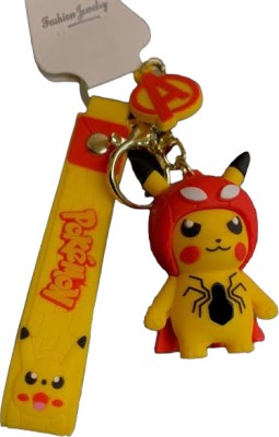 Seven Square Premium Cartoon Characters 3D Rubber Silicone Toy Key Chain (SPIDER MAN PIKACHU) Key Chain