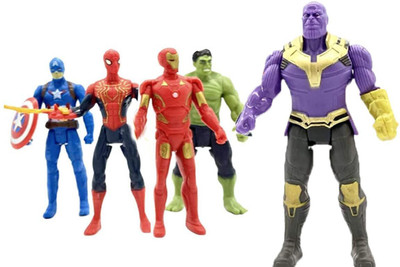 Toyporium Avengers Toys|Set of 5 Twist And Move Super Hero Action Figure For Kids|T43(Multicolor)