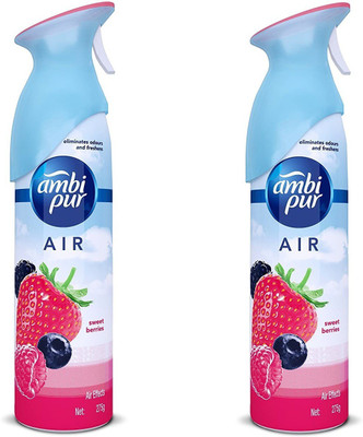 Ambipur Berries Car Freshener Spray Sweet Berries Air Effect Room Freshner Which Eliminates Odour and Freshness(2 x 275 g)