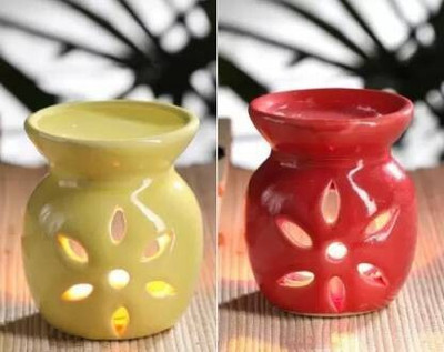 BHARTI TRADERS Lemon Grass Aroma Oil, Diffuser Set Ceramic Aroma Oil Burner Lemon Grass Diffuser Set (5 x 2 ml)(2 x 150 g)