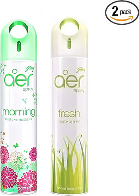 Godrej Morning Misty Meadows, Fresh Lush Green Spray Aer Spray Room/Office Freshener Morning Misty Meadows & Fresh Lush Green(2 x 220 ml)