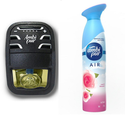 Ambipur Aqua & Rose Car Freshener Spray Aqua Car Air Freshener plus Rose & Blossom Spray Car and Home Kit(2 x 171 g)