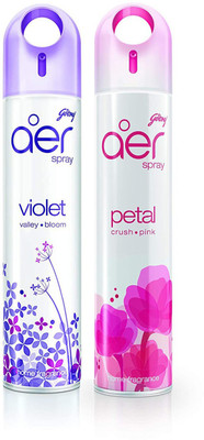 Godrej Aer Freshener Violet Valley Bloom&Petal Crush Pink-Home&Office|Pack of 2(240ml each) Spray Violet Valley Bloom & Petal Crush Pink(2 x 120 ml)