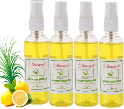ILLUMYNATE Lemon grass Spray Lemon Grass Room Air Freshener Room Perfume Spray for Kitchen Bathroom Car Spray(4 x 100 ml)