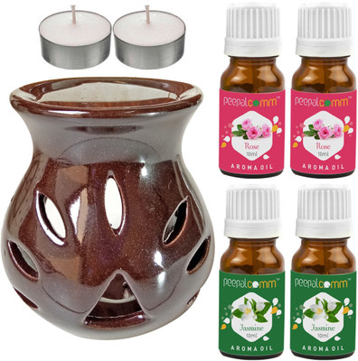 PeepalComm Jasmine, Rose Diffuser Set PC-TDIFF97_BROWN_2TL_2JAS-2RS(4 x 10 ml)
