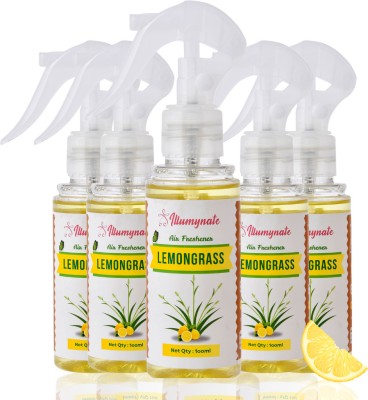 ILLUMYNATE Combo Lemon Grass Spray Room Air Freshener |Long Lasting Car Air Fragrance Spray(5 x 100 ml)