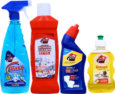 GORIBULL GLASS & BATHROOM CLEANER 500X2 ML & TOILET & DISHWASH LIQUID GEL 250X2 ML COMBOPACK(1.5 L)