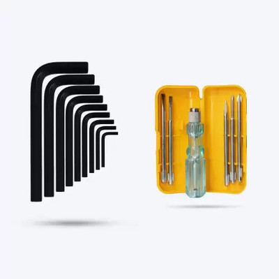 Snomex 9Pcs Hex Allen Key Kit Bolt Spanner Set with 5in1 Screwdriver Kit With Allen Key Set