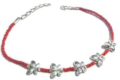 Gurjari Jewellers Buterfly Red Thread Anklet Cotton Dori Anklet Cotton Dori Anklet