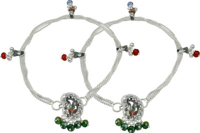 HIGH TRENDZ Multicolor Crystal Alloy Anklet(Pack of 2)