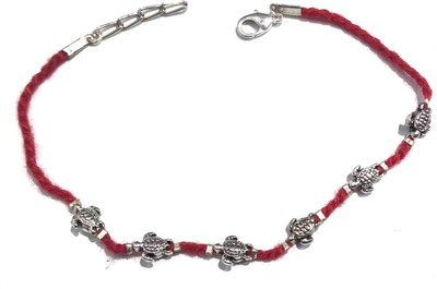 Gurjari Jewellers Stylish women's RED Thread Anklet with TORTOISE Cotton Dori Anklet