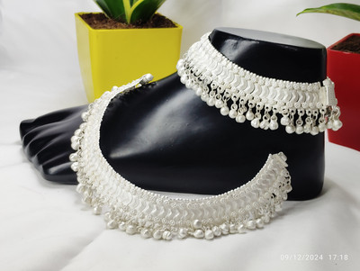 TAMMA FASHION Beautiful Silver Plated Bridal Payal For Women One Pair Alloy Anklet Alloy Anklet