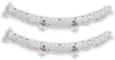 BHAWANA COLLECTION Bhawana Collection Silver Plated Bridal Payal For Women One Pair Alloy Anklet Alloy Toe Anklet(Pack of 2)