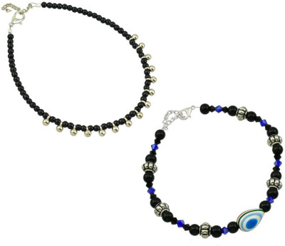 HIGH TRENDZ Combo pack of 2 Single Leg Crystal Alloy Anklet(Pack of 2)