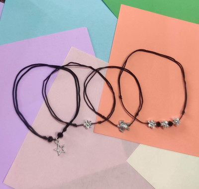 MS ENTERPRISE Anklets for Women and Girl thread anklet for single leg combo Fabric Anklet(Pack of 4)