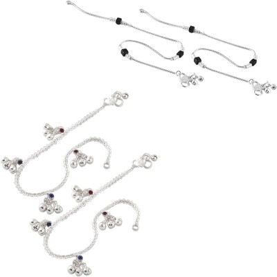 Heer Collection Traditional Trendy Jewellery All Occassions Anklets Payal Pair for Women/Girls Alloy Anklet(Pack of 4)