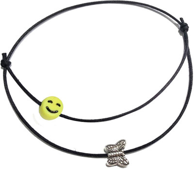 Gurjari Jewellers SMILY and BUTERFLY two layer thread anklet Cotton Dori Anklet
