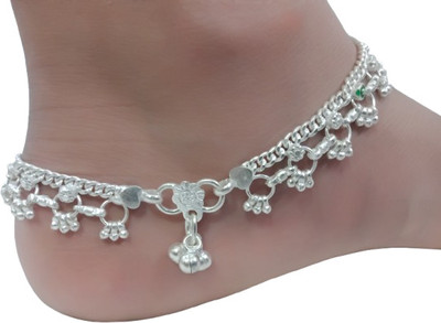 Sanwariya Frill/Jhallar Payal Silver Platted Ankle For Women Latest Design Alloy Anklet