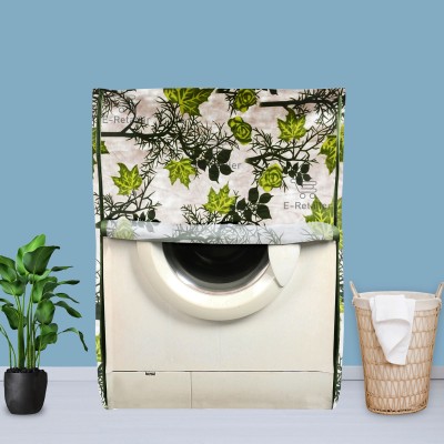 E-Retailer Front Loading Washing Machine  Cover(Width: 58 cm, Height-89cm) With 1Pc. Foldable Laundry Bag (Green Floral, Set Contains-2Pcs)
