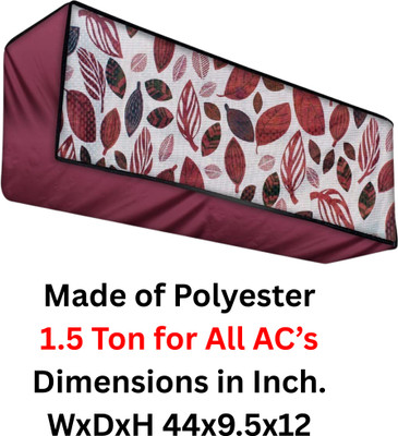 TANMATIC Air Conditioner  Cover(Width: 111 cm, Maroon Grey Leaf)