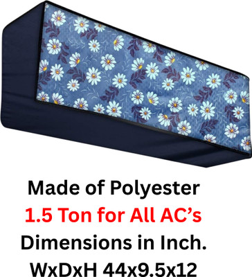 TANMATIC Air Conditioner  Cover(Width: 111 cm, Blue White Flower)