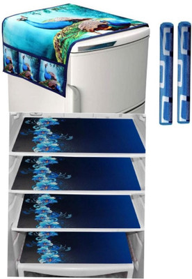 LAPHINO Refrigerator  Cover(Width: 100 cm, BLUE)