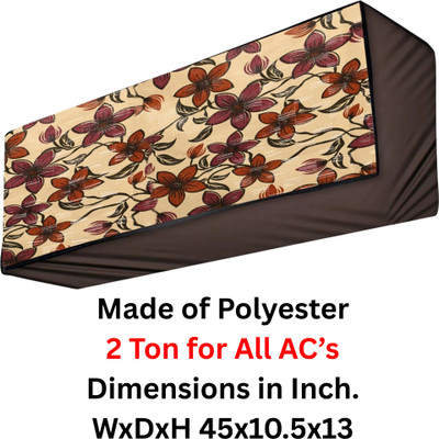 TANMATIC Air Conditioner  Cover(Width: 111 cm, Brown Beige Flower)