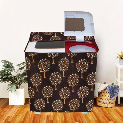 E-Retailer Semi-Automatic Washing Machine  Cover(Width: 84 cm, Height-94cm) With 1Pc. Foldable Laundry Bag (Brown Tree, Set Contains-2Pcs)