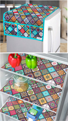 Crosmo Refrigerator  Cover(Width: 64 cm, Green)