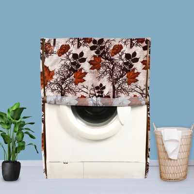 E-Retailer Front Loading Washing Machine  Cover(Width: 58 cm, Height-89cm) With 1Pc. Foldable Laundry Bag (Brown Floral, Set Contains-2Pcs)
