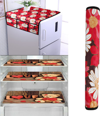 Wishland Fridge Mat(Width: 53 cm, 1 Pc Fridge Cover for Top with 6 Pockets + 1 Handle Cover + 3 Fridge Mats() Wishland Fridge Mat(Width: 53 cm, 1 Pc Fridge Cover for Top with 6 Pockets + 1 Handle Cover + 3 Fridge Mats()