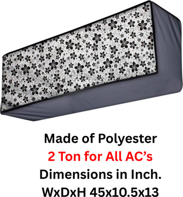 TANMATIC Air Conditioner  Cover(Width: 111 cm, Grey Black Flower)