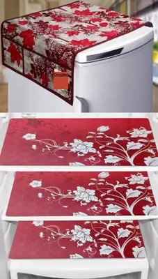 Crosmo Refrigerator  Cover(Width: 18 cm, Red)