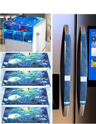 Crosmo Refrigerator  Cover(Width: 64 cm, Blue, Green)