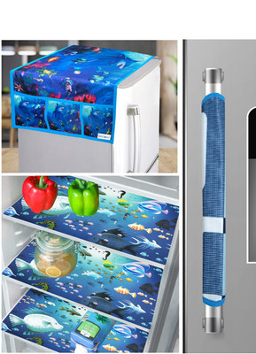 Crosmo Refrigerator  Cover(Width: 64 cm, Blue, Green)