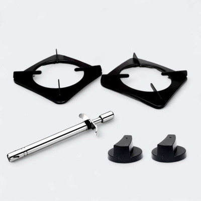 Ninki Fresh Black Iron Pan support with Lighter Iron Manual Gas Stove(2 Burners)