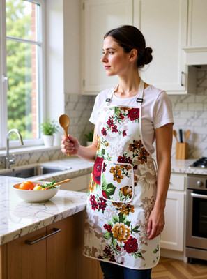 MegaValue Cotton Chef's Apron - Free Size(Red, Single Piece)