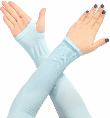 Adnate Cotton, Nylon Arm Sleeve For Men & Women(Free, Blue)