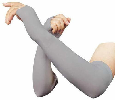 Adnate Nylon Arm Sleeve For Men & Women(Free, Grey)